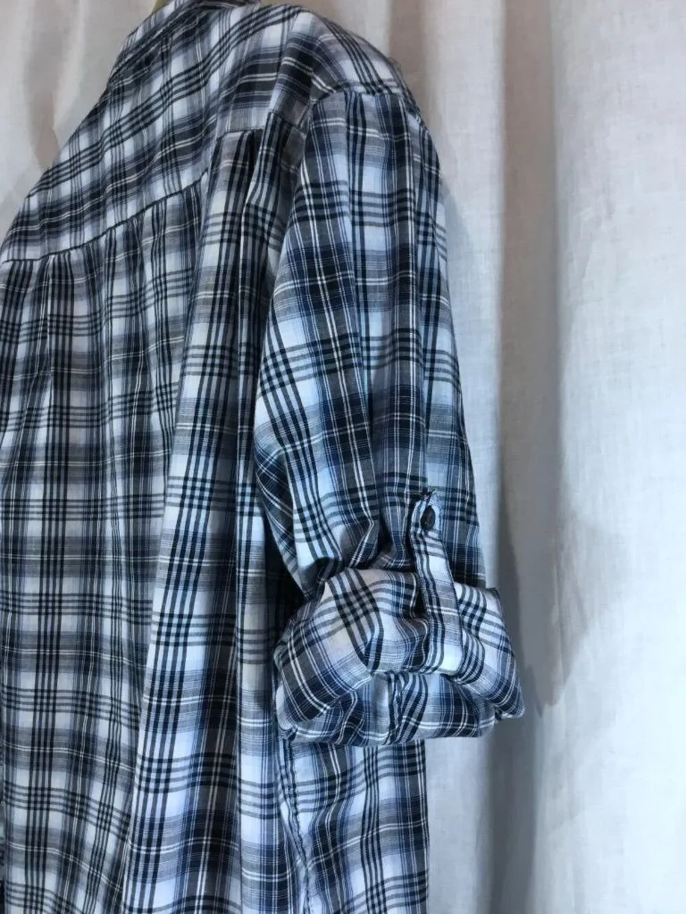 Western Utility Shirt Men XL Navy Plaid Button Up Indie Grunge Skater VTG 90 Y2K - Picture 4 of 10